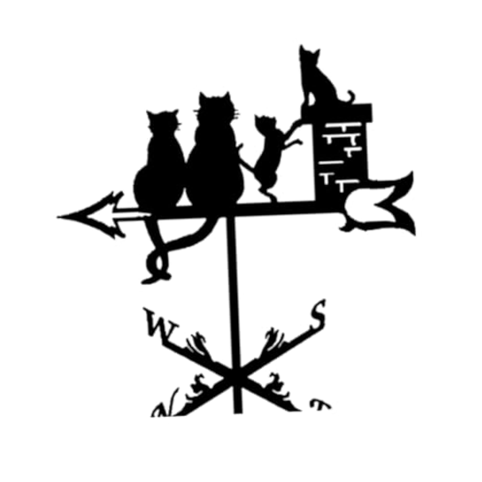 Vintage Cat Metal Weathervane for Lawn & Garden