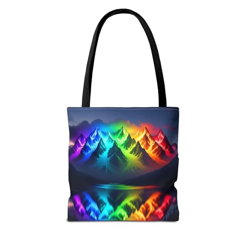 A Glowing Rainbow Mountain Range Premium Tote Bag with Reinforced Stitching2