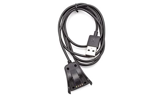 vhbw Cable de Carga USB Compatible con Tomtom Runner 2, 2 Cardio, 2 Cardio + Music smartwatch - Estación Acoplamiento, Cable Repuesto Negro, 97 cm