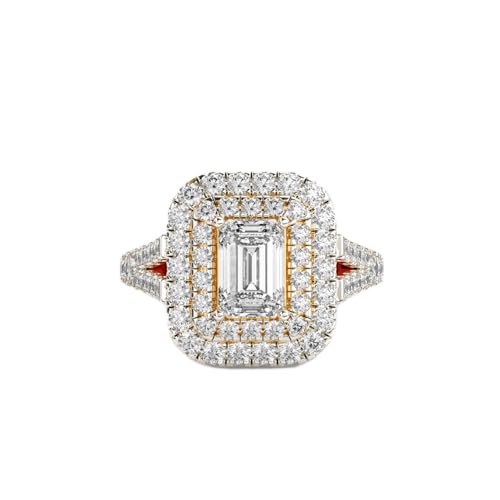 Bague d'éternité moissanite et émeraude en argent 925 plaqué or fait main | LKJR_0260