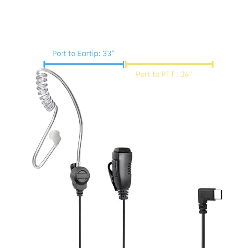 VOICEPING PTT Earpiece USB C - Earbuds with PTT Button and Mic (for Teams, Zello, and Other Walkie Talkie Apps on Android/iOS Smartphones)