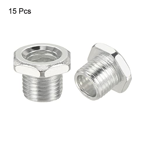 sourcing map 15 Stück Lampenstange 11mm Lang M10 Gewinderohr Sechskant Senkkopf Flachkopf für Kronleuchter Galvanisierte Eisen