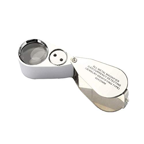 Tragbare Lupe Falte Hand tragbar mit LED UV-Lampe HD 40X Lupe, geeignet für Schmuck Identifizierung Banknote Überprüfung Old Man Child Read Books