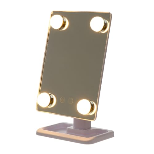 Espejo de maquillaje LED grande giratorio para mesa miniatura 1