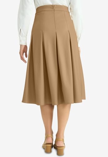 Jessica London Women's Plus Size Faux Leather Pleated Midi Skirt2