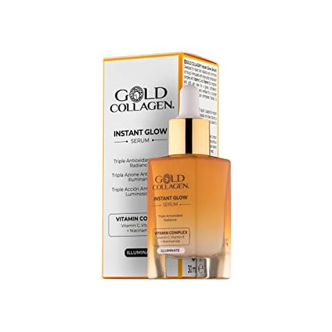 GOLD COLLAGEN INSTANT GLOW SERUM | Triple Antioxidant Action with Vitamin Complex C, E & Niacinamide Instant Radiance and Luminosity Cover