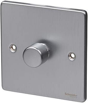 Schneider Electric Ultimate Low Profile - Single 2 Way Dimmer Light Switch, Main & Low Voltage, 400W/VA, GU6512CBC, Brushed Chrome