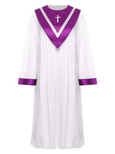 JEATHA Unisex Adult Womens Mens V-Shape Clergy Robe Minister Preacher Cassock Liturgical Vestment