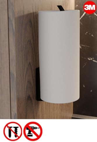 Risingmaber Siyah Yapışkanlı Kağıt Havluluk Yapışkanlı Havlu Askılığı, Banyo Askısı Yapışkanlı Havluluk ve Peçetelik 3M Yapışkanlı Tasarım MT72SD - Görsel 2