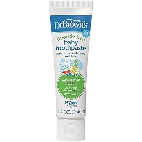 Dr. Brown’s Fluoride-Free Baby Toothpaste, Infant & Toddler Oral Care, Mixed Fruit, 1-Pack, 1.4oz/40g, 0-3 Years