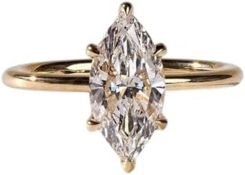 14k solid Gold 2.00 CT Marquise Cut Engagement Ring, Silver Solitaire Wedding Ring, Anniversary Rings, promise Rings - GJH014 - Main Image