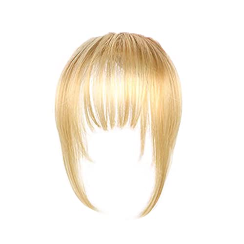 Flequillos Postizos,Postizo Pelo Natural Clip,Pelo Natural Humano Clip, Flequillo falso,Flequillos en Los Cómics ,para el pelo flequillo extensión,para Mujeres,1 PC(Color de Lino) Cover