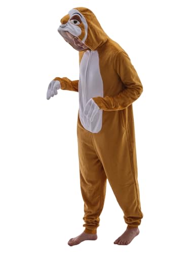 Jeyfull Unisex Adult Animal Onesie Pajamas Sloth Slim Fit Halloween Costume One Piece Sleepwear Homewear Cosplay Suit