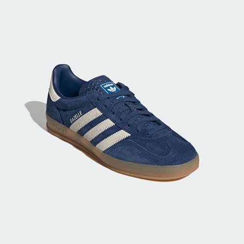 Image of adidas Gazelle Indoor Men's Shoes, Mystery Blue /Cream White /Gum, Size 11.5