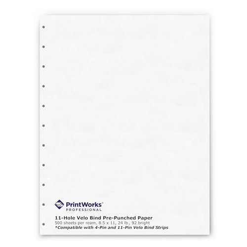 Papier VeloBind 11 trous perforés blanc PrintWorks Professional 500 feuilles 04330