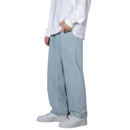 Men's Casual Long Jeans Classic Solid Color Straight Leg Denim Pants Four Seasons Wide Leg Trousers