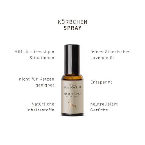 Raumspray für Hunde - natürliches Duftspray, mit ätherischem Lavendelöl, entspannt und neutralisiert schlechte Gerüche, KÖRBCHENSPRAY von LILA LOVES IT, 50 ml