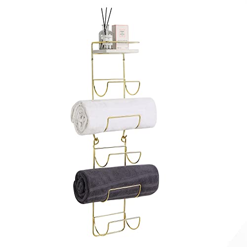 Soduku Towel Rack Wall Mounted Metal Wine Rack With Natural Marble Top Shelf Metal Towel Racks Storage Organizer Holder For Bathroom Bath Kitchen Gold #TOP1