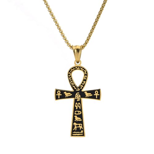 For Egyptian Stainless Steel The Key For Nile Pendant Necklaces Jewelry Gold Color Items Women Man Party Gifts Cross Jewelry (Mo