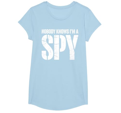 Funny Spy Design for Men Women Kids Secret Agent Costume T-Shirt, Girls, Baby Blue, Medium