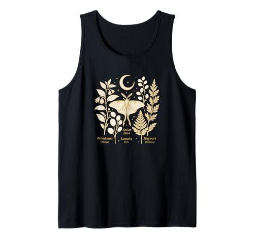 Witchcore Moon Moth Botanicals Crescent Luna Design Tank Top