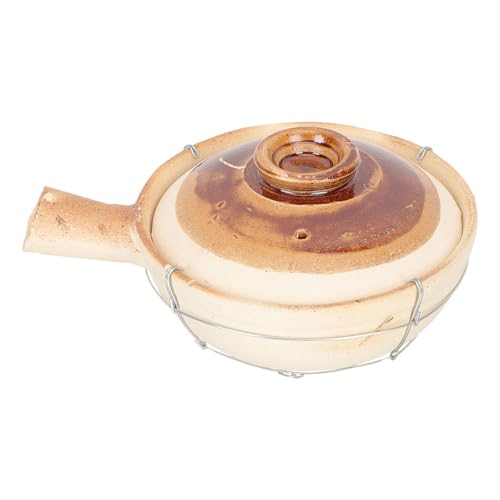 VICASKY Cacerola de Barro de 0.8l Mango Único, Hecha de Arcilla y Hierro, Distribución Uniforme del Calor, Resistente a Altas Temperaturas para Cocinar en Casa