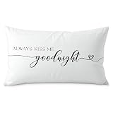 Fuasei Always Kiss Me Goodnight Pillow Covers 20x12, Decorative Pillow Covers for Bed, Pillow Covers for Couple, Valentine's Day Anniversary Wedding Gifts for Him Her Girlfriend Boyfriend Husband Wife