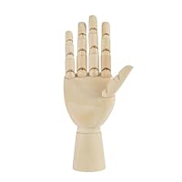 Fockety Wooden Hand Model for Artists - Proportioned and Flexible Fingers, Reference for Drawings and Artworks, Suitable for Interior Decoration, Movable Wooden Mannequin (7 inch right hand)