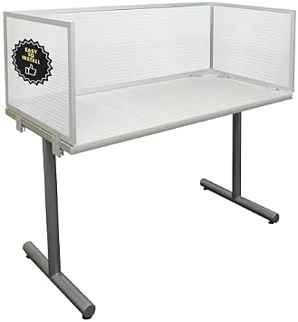 OBEX Polycarbonate Office Desk Mounted Privacy Screen Adjustable Table Top Panel Divider, Universal Aluminum Bracket-USA Made, 24" x 36", Translucent