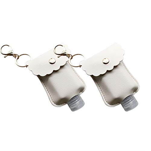 Preisvergleich Produktbild ZWXIN 2PC Tragbare Quetschflasche,Leere,Auslaufsichere Kunststoff-Reise-Flasche Mit Leder-Schlüsselanhänger Handdesinfektionsmittel,äTherisches Nachfüllbare Flaschen-Clips Zur Reisetasche