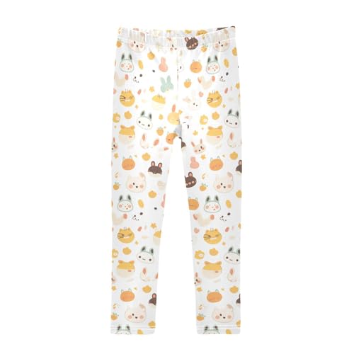 KLL Cute Animals Seamless Pattern Toddler Baby Girl Cotton Pants Stretch Full Length Athleisure Pants Gym