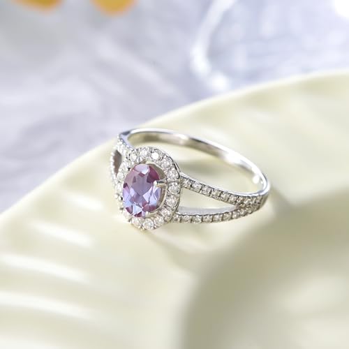 YDD Gemstone Engagement Rings for Women Halo Oval Cut Gemstone Rings for Women 10K 14K 18K White/Yellow/Rose Gold Wedding Ring Anniversary Promise Ring4