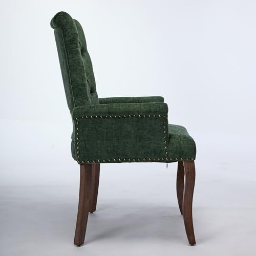 Sillón Chenille Verde con Respaldo Alto y Cojín miniatura 6
