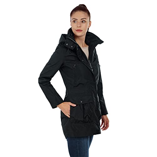Knuffelwuff Damen Übergangsjacke - Leichte wasserdichte Jacke Lexington Größe: M / 38 Schwarz - Atmungsaktive Regenjacke mit extra vielen Taschen für Outdoor, Wandern, Reisen, Gassi gehen