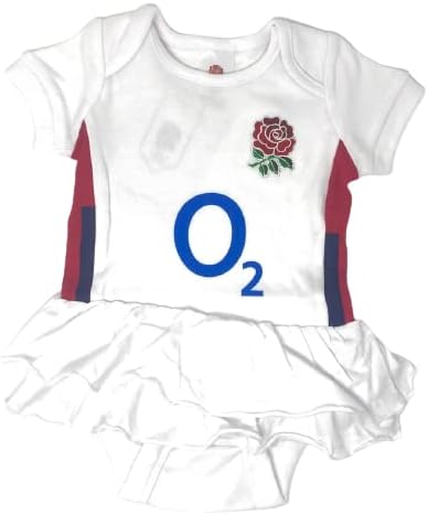 ENGLAND R.F.U. Baby,Clothing,Baby Boys 0-24m Baby Babies England RFU English Rugby Kit Bodysuit Vest With Tutu Rara Skirt Home Kit Colours 100% Official (9-12 Months)