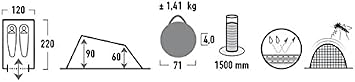 High Peak Campo 2, Pop Up çadır, 2 kişilik, küvet zeminli festival çadırı, süper hafif, hızlı açılan kurma çadırı, 1500 mm su geçirmez, UV 60 güneş koruması, havalandırma sistemi, sivrisinek koruması