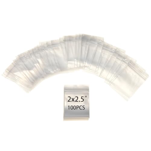 Fekayer 100pcs Reusable 2mil Clear Resealable Mini Plastic Bags for Jewelry, Beads, Coins, Pills, Candies, Storage & Organization (2x2.5)
