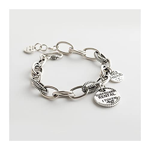 Bracelet en argent S925 pur pour femme au design rétro plaqué or
