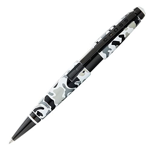Image of Cross Edge Black & White Camo Gel Rollerball Pen - Refillable, Medium Point, Black Ink, Premium Box