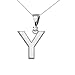 Donne Collana Pendente 14 Ct Bianco Oro Alto Polacco Milgrain Solitario Diamante "Y" Sigla (Viene Fornito Con Una Catena Da 45cm)