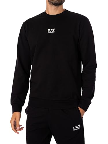 EA7 Uomo Felpa con Logo Centrale, Black/White, M