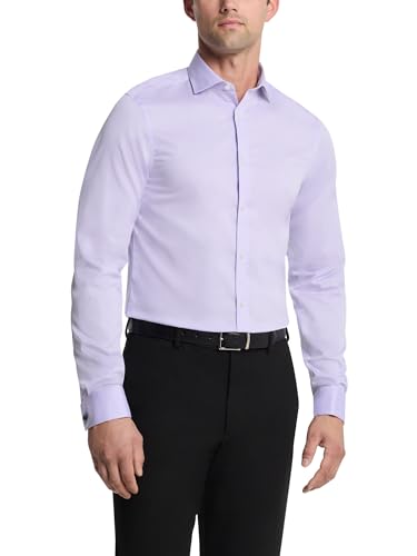 Calvin Klein Men's Dress Shirt Slim Fit Non Iron Herringbone French Cuff