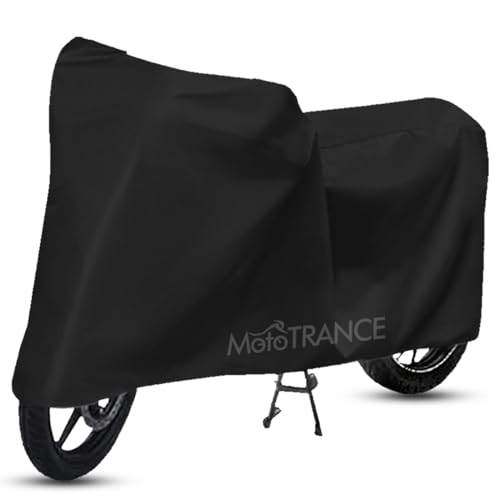 Image of Mototrance All Weather Protection Two Wheeler Cover for All Bikes /Royal Enfiled /Upto Pulsar 160CC to 350CC | Anti Dust, 100% Waterproof, Heat Resistant, UV Proof with Mirror Pocket | Arid Black