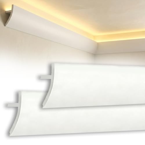 SMUVSMU 18Pcs 47.24 (Total 70.8 Ft) Crown Molding with LED Duct Kit Waterproof Seamless Ambient Accent Lighting for Living Room Bedroom Easy DIY Installation for Homeowners and Interior Designers