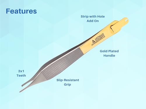 Image of ARTMAN INSTRUMENTS Adson Forceps Kocher with Skin Stopper 4.75 inch Straight Fine Point 1X2 Teeth