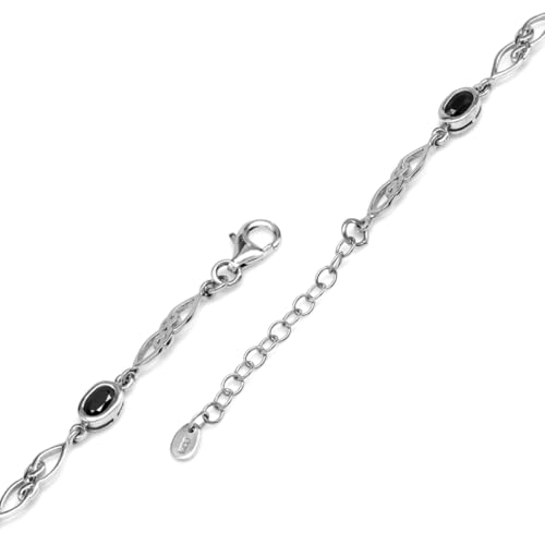 Image of Silvershake Birthstone Gemstones White Gold Plated or Yellow Gold Plated 925 Sterling Silver Scroll /Filigree Celtic Knot Weave 7.25 to 8.75 Inch with Adjustable Extension Bracelet Jewelry for Women