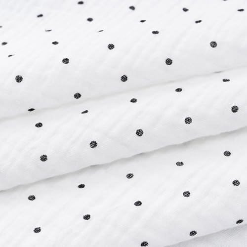 Chickwin Telas para Patchwork, Telas de Algodón de Poliéster Impresa para Costura Patchwork Decoracion y Manualidades, Diseños Diferentes para Coser DIY (Lunares blancos,400x135cm)