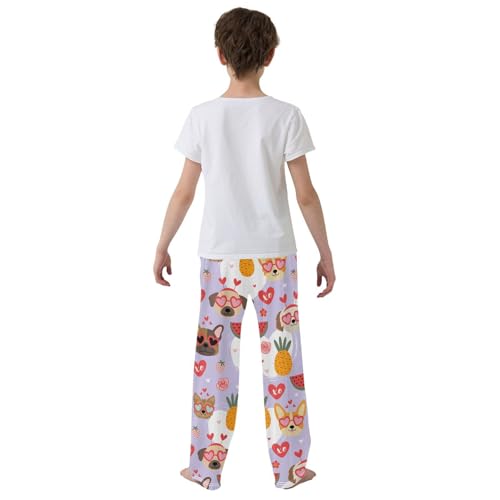 Boys' Pants Purple Watermelon and Dogs Long Bottoms Jogger Pants Elastic Waist Trousers with Pockets S-XL3