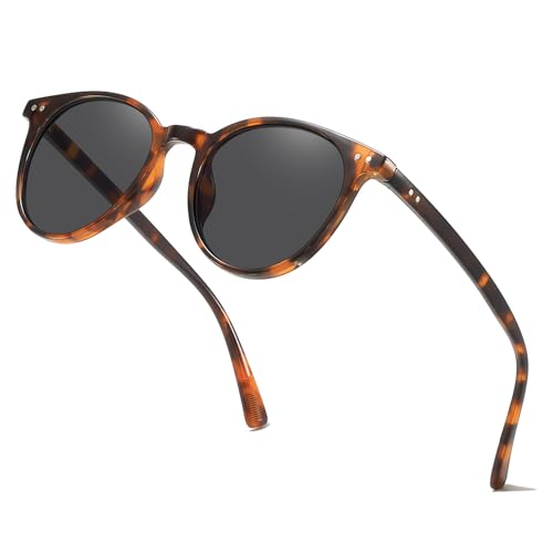 Small Round Polarized Sunglasses for Women Men Compact Vintage Style UV400 Protection Classic Lightweight