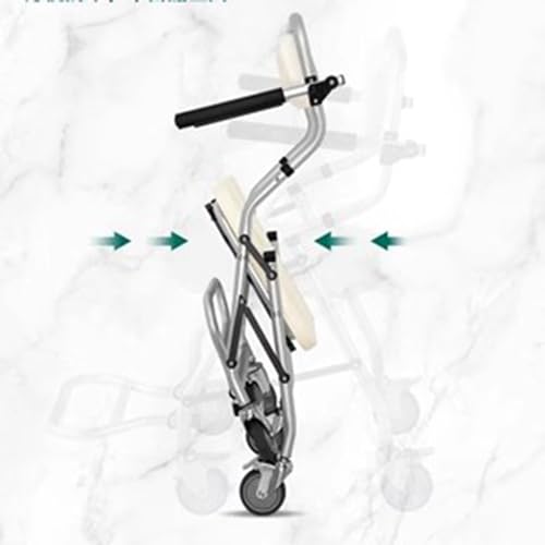 Silla de Ducha con Ruedas 3 en 1, Ligera y Plegable, de Aluminio, Ideal para Personas Mayores, discapacitadas y Embarazadas. Fácil Montaje sin Herramientas. Soporta 120 kg.